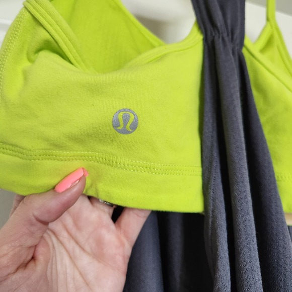 Lululemon No Limits Tank Gray and Neon Green Y2K Size 2 - Picture 6 of 6